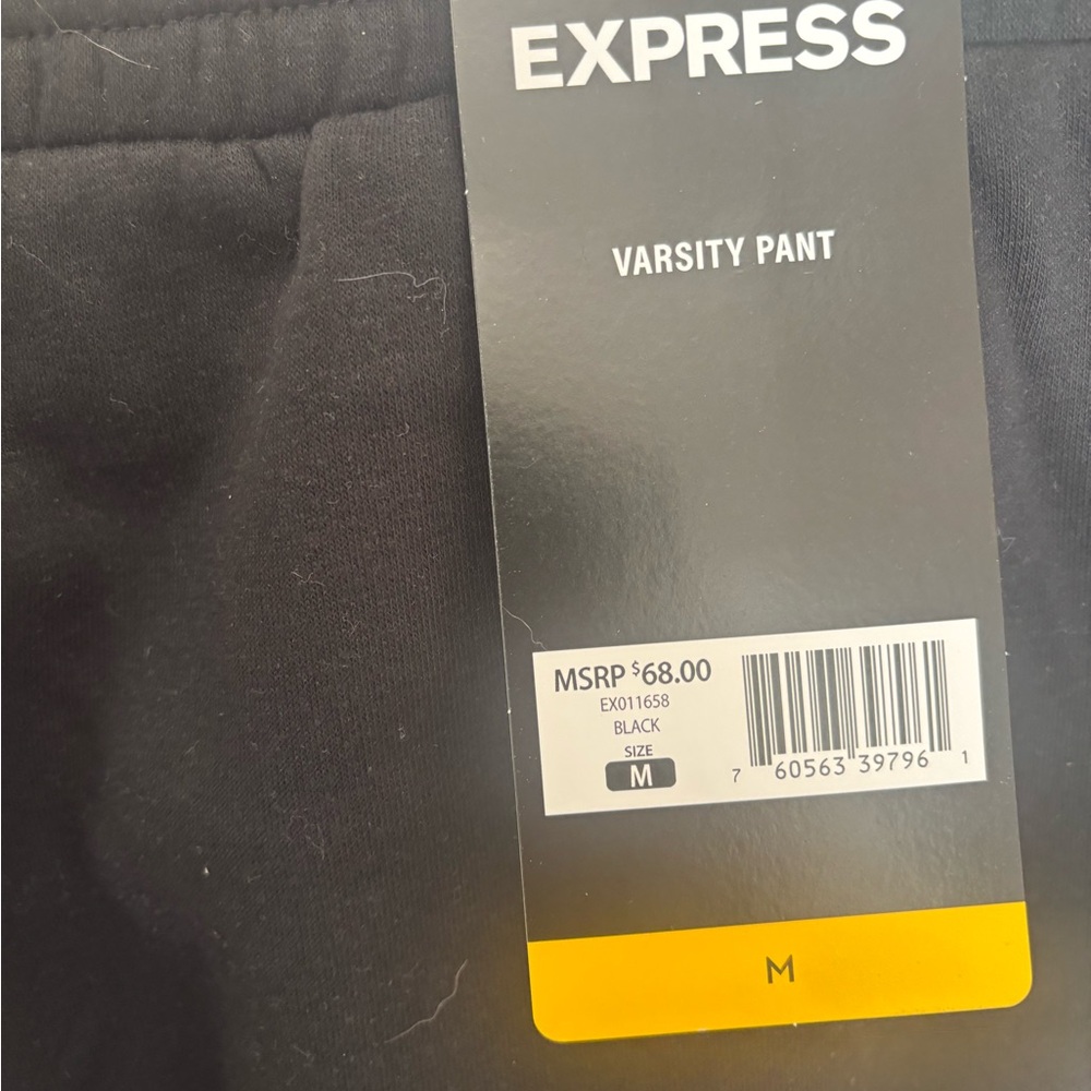NWT Express Black Sweatpants with White Stripes Cozy Athleisure Workout Medium - Picture 3 of 5